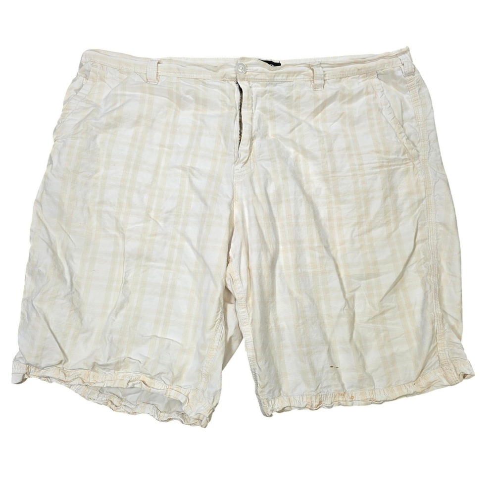 Apt 9 Plaid Chino Shorts Men's Size 42 Cream Tan Casual Flat Front 100% Cotton